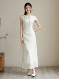 Gwendolyn Jasmine White Embroidered Cheongsam Dress