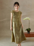 Sonnet Green Jacquard Cheongsam Dress