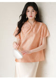 Yvette Peach Orange Silk Cheongsam Top