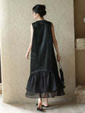 Adeline Black Silk Cheongsam Dress