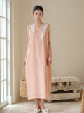 Lady Lotus Pink Lace Embroidered Cheongsam