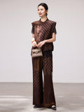 Quintessa 2-Piece Flower Brown Printed Cheongsam Set