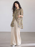 Sunrise Mustard Green Floral Cheongsam Top