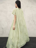 Castle Olive Green Embroidered Cheongsam Dress