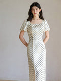 Petra Moon White Polka Dot Cheongsam Dress