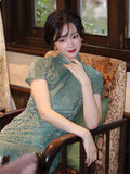 Throne Lake Light Dance Velvet Cheongsam Dress