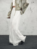 Tang White Lace Wide-Leg Pants Cheongsam