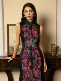 Belladonna Black Floral Jacquard Cheongsam Dress