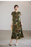 Moonstone Flower Green Chiffon Cheongsam Dress
