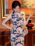 Gleam Dark Fragrance Cotton Cheongsam Dress