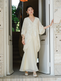 Lea Cloudy Apricot Jacquard Cheongsam Dress