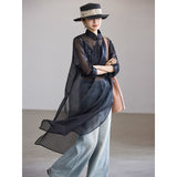 Evangeline Black Long Sleeve Cheongsam Top