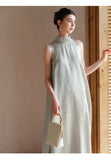 Rhapsody Gray Jacquard Cheongsam Dress