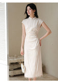 Leonora Cream White Embroidered Cheongsam Dress