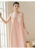 Lady Lotus Pink Lace Embroidered Cheongsam