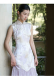 Francesca Silver Purple Sheer Panel Cheongsam Dress