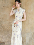 Oleander Purple Smoke Mermaid Cheongsam Dress
