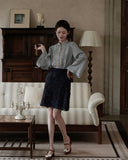 Beatrice Gold Embroidered Tencel-Linen Shirt Cheongsam