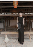 Gwen Black Maxi Knit Cheongsam Dress
