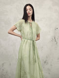 Castle Olive Green Embroidered Cheongsam Dress