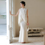 Sunrise 2-Piece Apricot Embroidered Cheongsam Top