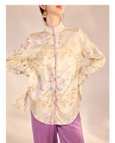 Silk Iris Moonlit Touch Embroidery Qipao Cheongsam Three Piece