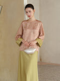Palace Peach Gold Satin Cheongsam Top