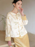 Sara Crabapple White Embroidered Cheongsam Top