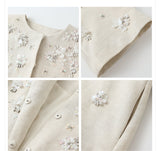 Clarice Light Gray Embellished Cheongsam Coat
