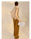 Craspedia Gorgeous Embroidery Qipao Cheongsam Vest Top