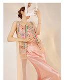 Silk Alaya Blooming Embroidery Qipao Cheongsam Vest Top