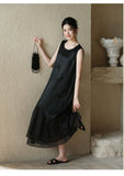 Adeline Black Silk Cheongsam Dress