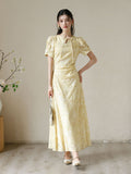 Renowned Xiangye Yellow Jacquard Cheongsam Dress