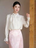 Cassandra Crabapple Brown Jacquard Cheongsam Top