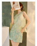 Silk Chrysanthemum Glamorous Embroidery Qipao Cheongsam Three Piece