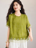 Hibiscus Matcha Green Jacquard Cheongsam Top