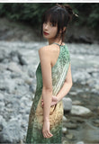 Valencia Print Vintage High-Slit Cheongsam Dress