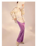 Silk Iris Moonlit Touch Embroidery Qipao Cheongsam Three Piece