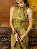 Nadine Ginger Yellow Floral Print Cheongsam