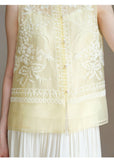 Dara 2-Piece Cloud Yellow Embroidered Vest Cheongsam