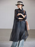 Evangeline Black Long Sleeve Cheongsam Top
