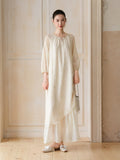 Lila Cloudy Apricot Embroidered Cheongsam Dress