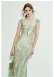 Olive Spectacular Qipao Cheongsam Two Piece