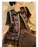 Silk Alaya Blooming Embroidery Qipao Cheongsam Vest Top