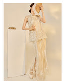 Mckenna Glamorous Embroidery Qipao Cheongsam Two Piece