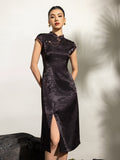 Faye Black Jacquard Cheongsam Dress