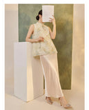 Delphine 2-Piece Embroidered Vest Cheongsam Set