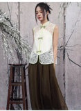 Rhiannon Beige Lace Embroidered Cheongsam Top