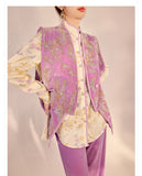 Silk Iris Moonlit Touch Embroidery Qipao Cheongsam Three Piece