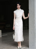 Leonora Cream White Embroidered Cheongsam Dress